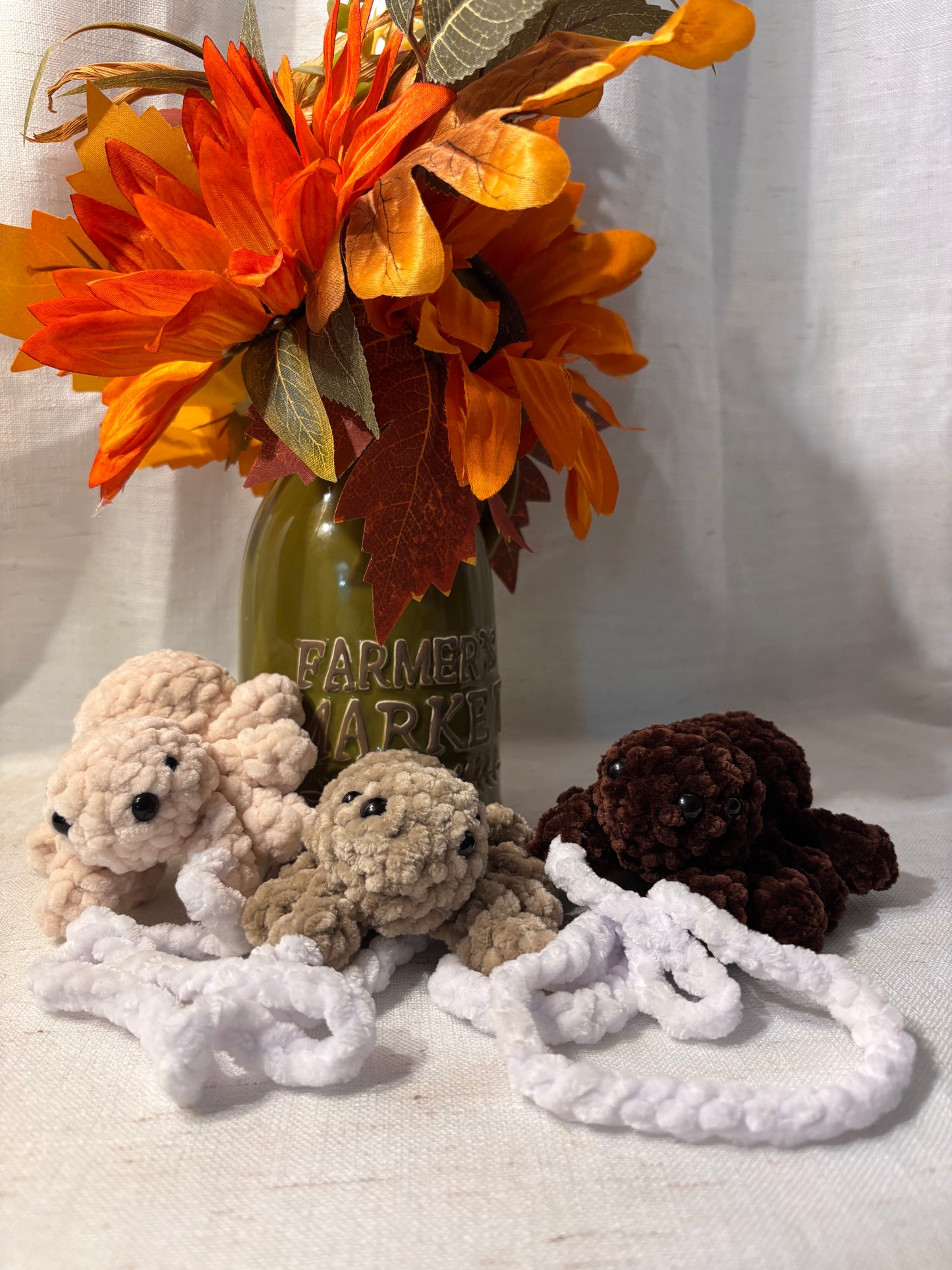 Chunky Crochet Spider Plushie | Fuzzy Amigurumi Halloween Decor | Cream Velvet Yarn Stuffed Animal | Fall Gift Idea