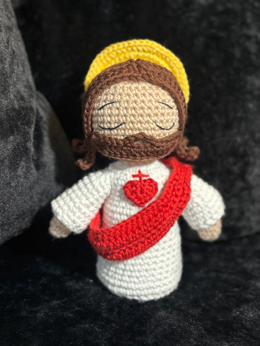 Handmade Sacred Heart Jesus Crochet Doll – Catholic Gift