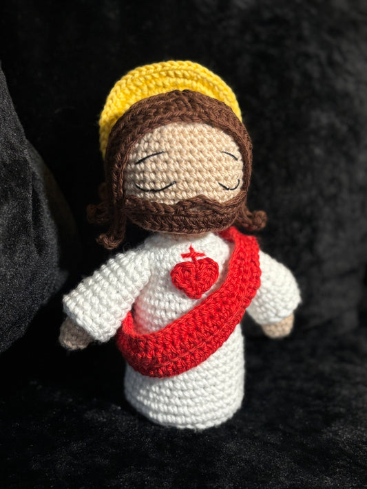 Handmade Sacred Heart Jesus Crochet Doll – Catholic Gift