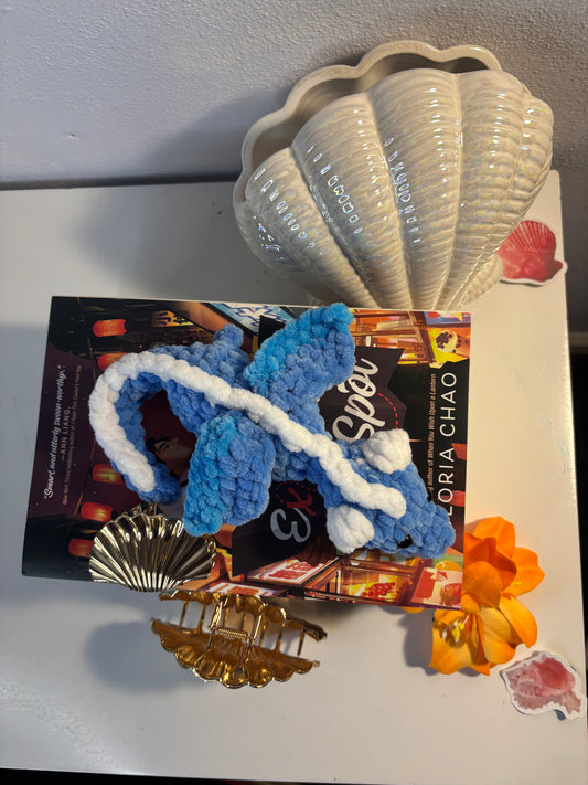 Handmade Plush Dragon Buddy – Ocean Breeze Edition